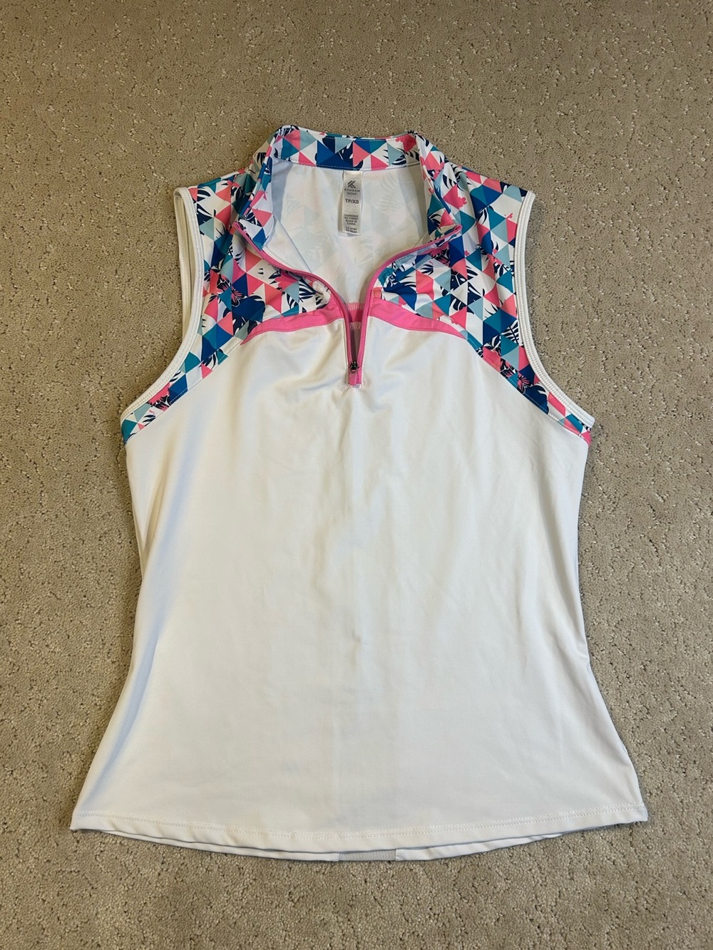 Women "Kyodan" white/multicolor trim, golf shirt Size XS